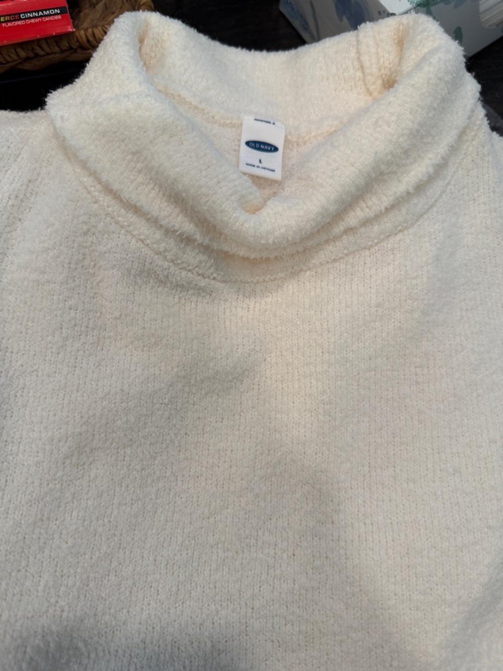 Old Navy Ivory Bouclé Turtleneck Sweater